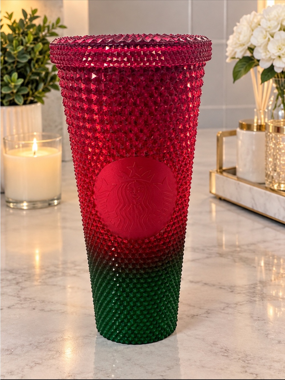 Starbucks x Disney collab Red to Green Studded Ombre Tumbler with Lid
